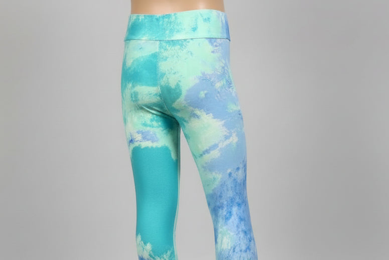 Turquoise tie-dye design soft, stretch leggings