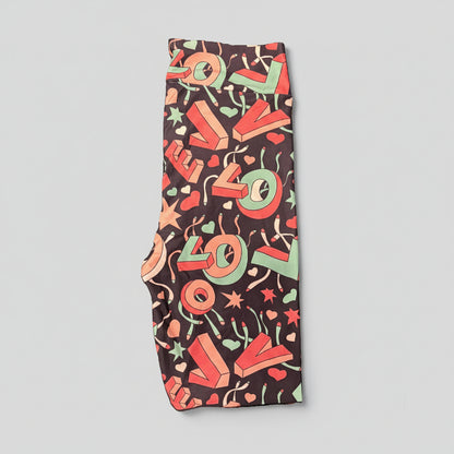Love patterned full length stretch leggings