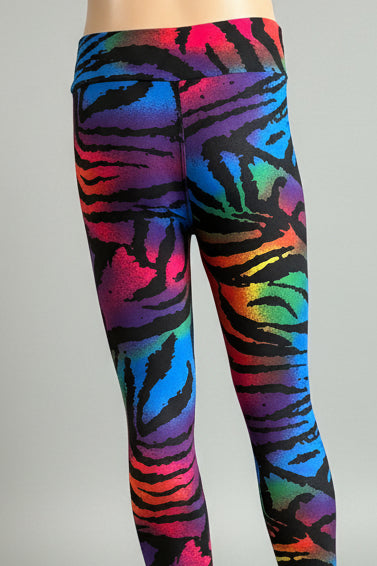 Vibrant colour zebra print leggings, full length