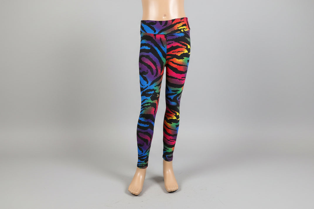 Vibrant colour zebra print leggings, full length