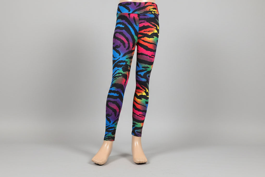 Vibrant colour zebra print leggings, full length