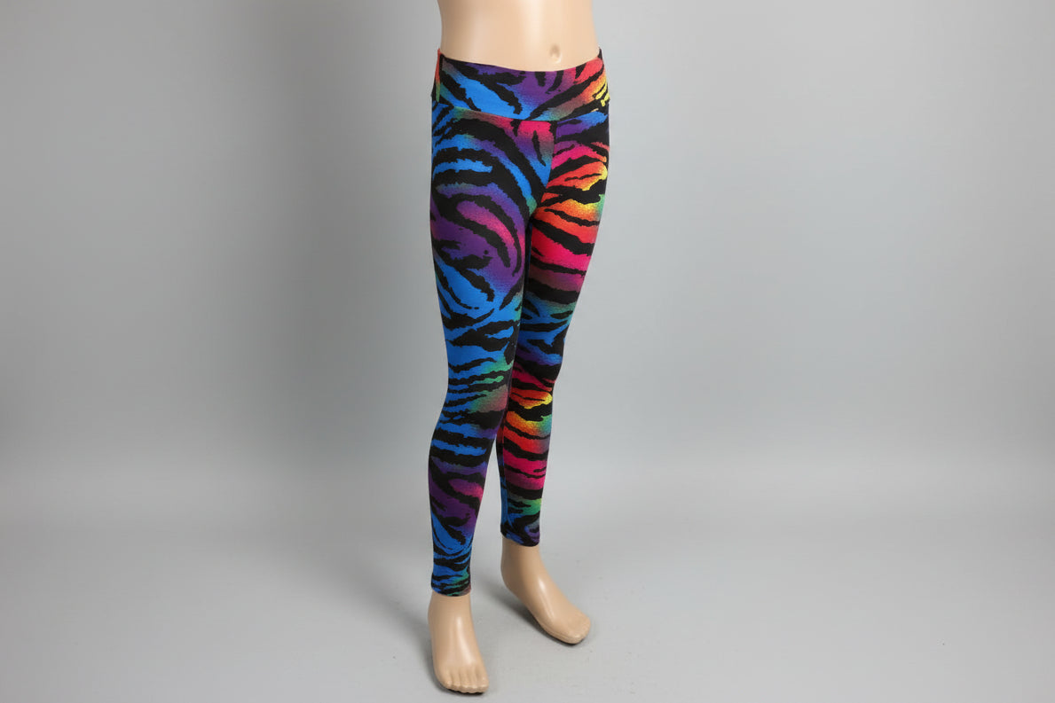 Vibrant colour zebra print leggings, full length