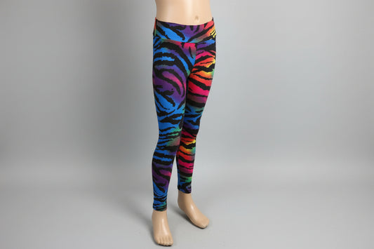 Vibrant colour zebra print leggings, full length