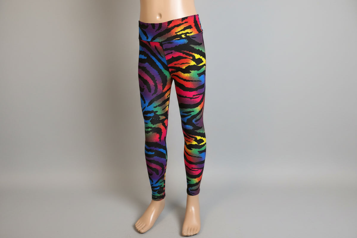 Vibrant colour zebra print leggings, full length