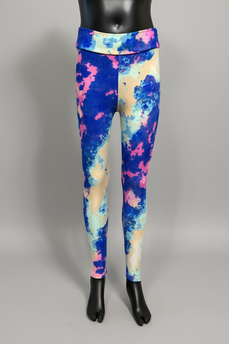 Pink, yellow and blue soft touch leggings