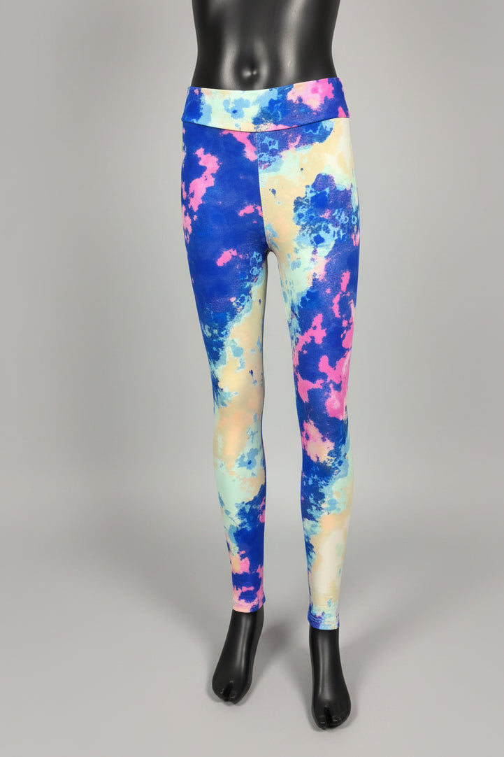 Pink, yellow and blue soft touch leggings