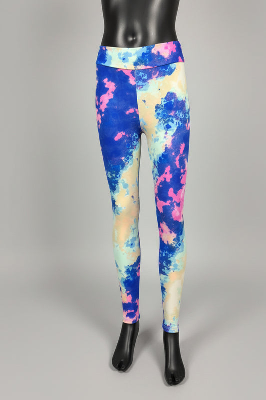 Pink, yellow and blue soft touch leggings