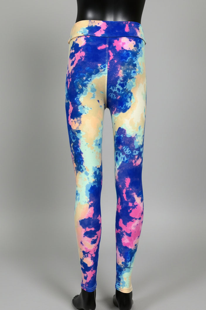 Pink, yellow and blue soft touch leggings