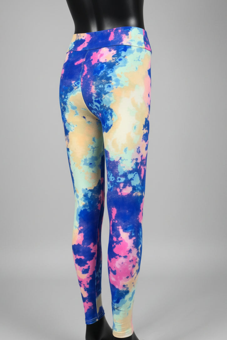 Pink, yellow and blue soft touch leggings