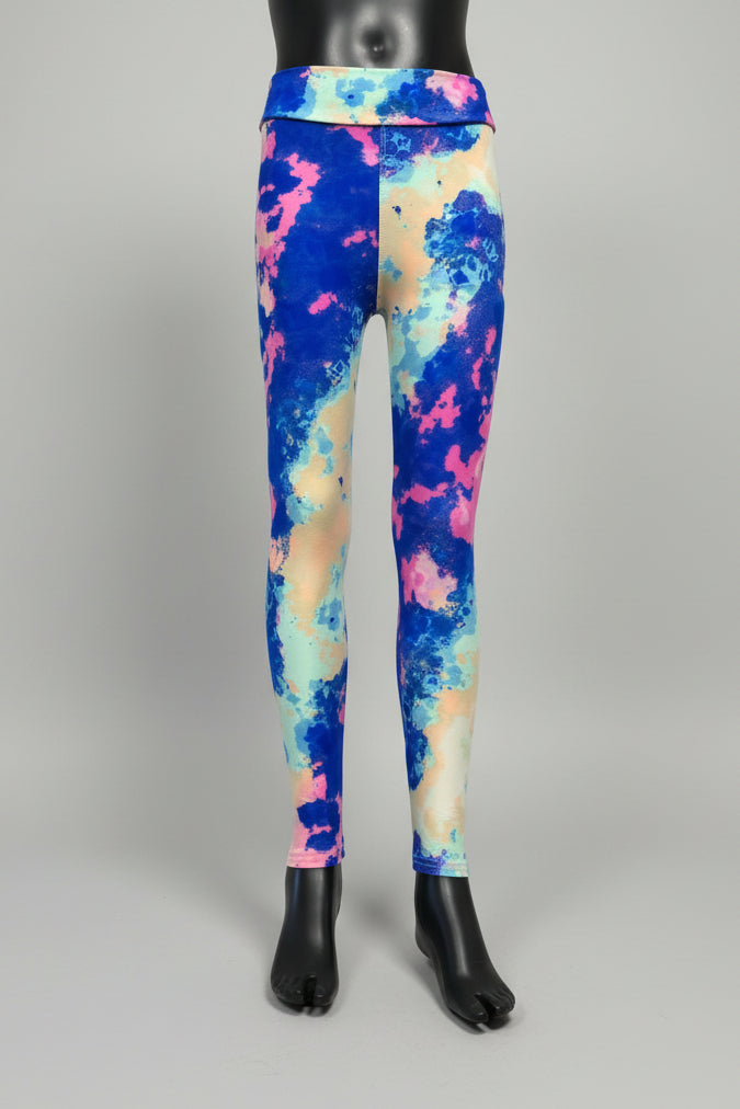 Pink, yellow and blue soft touch leggings