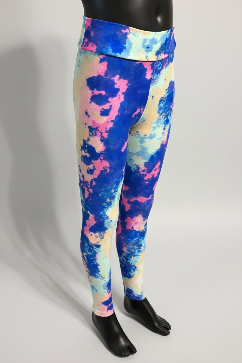 Pink, yellow and blue soft touch leggings