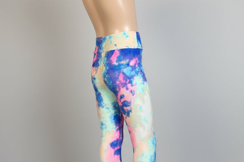 Pink, yellow and blue soft touch leggings