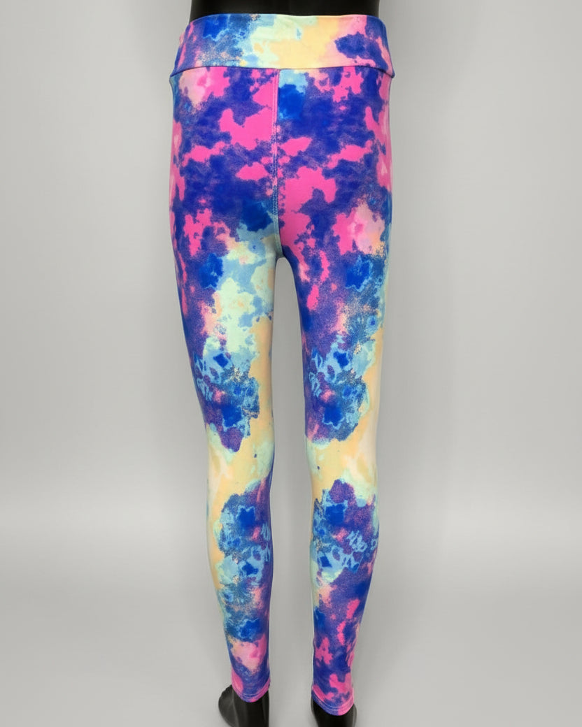 Pink, yellow and blue soft touch leggings
