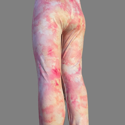 Pink marble design full length stretch leggings