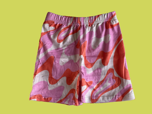 Girls pink & white abstract design summer shorts