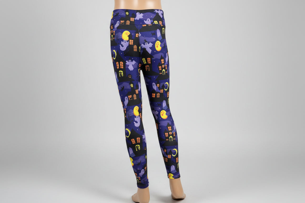 Purple ghosts Halloween inspired soft touch leggings