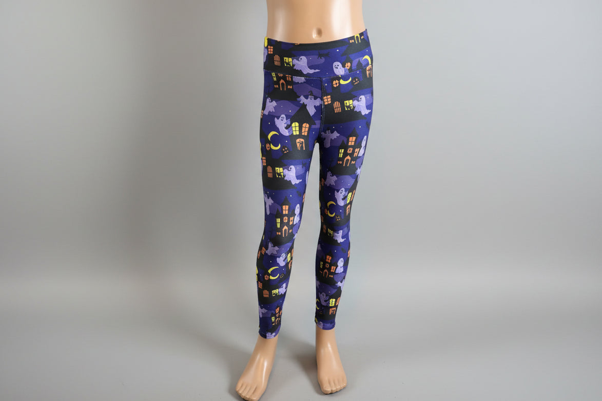 Purple ghosts Halloween inspired soft touch leggings