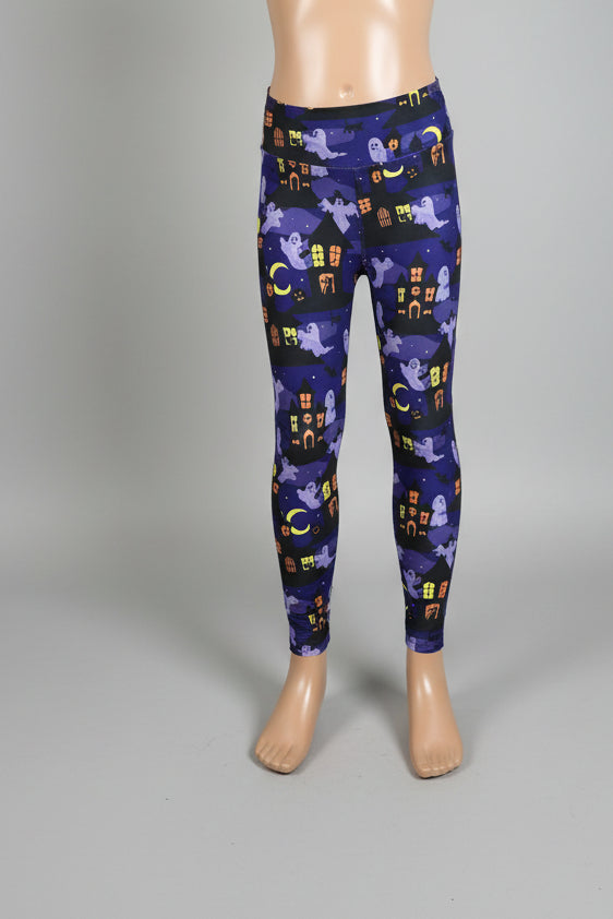 Purple ghosts Halloween inspired soft touch leggings