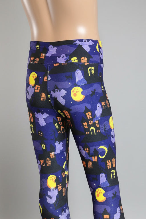 Purple ghosts Halloween inspired soft touch leggings