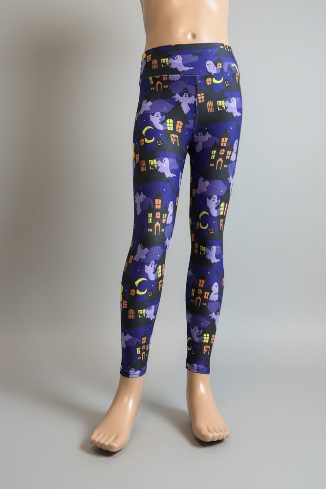 Purple ghosts Halloween inspired soft touch leggings