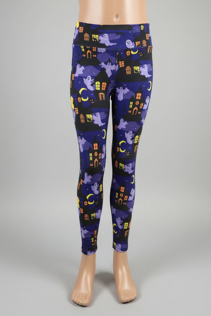 Purple ghosts Halloween inspired soft touch leggings