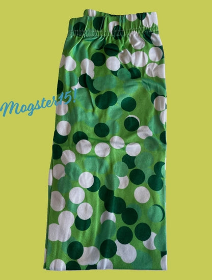 Girls green dot design full length leggings