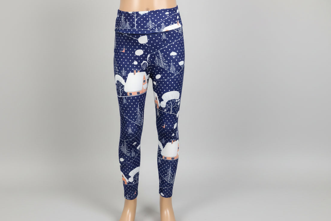 Snowy village leggings