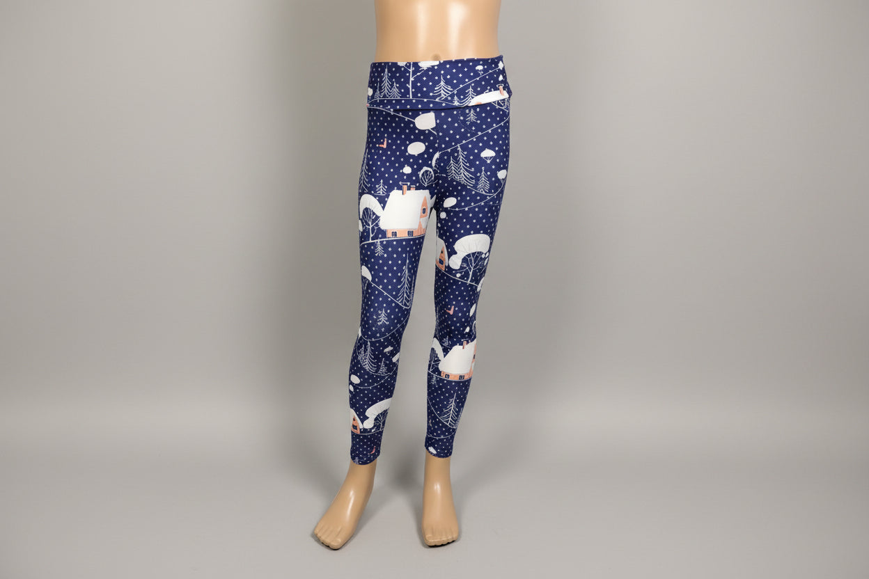 Snowy village leggings