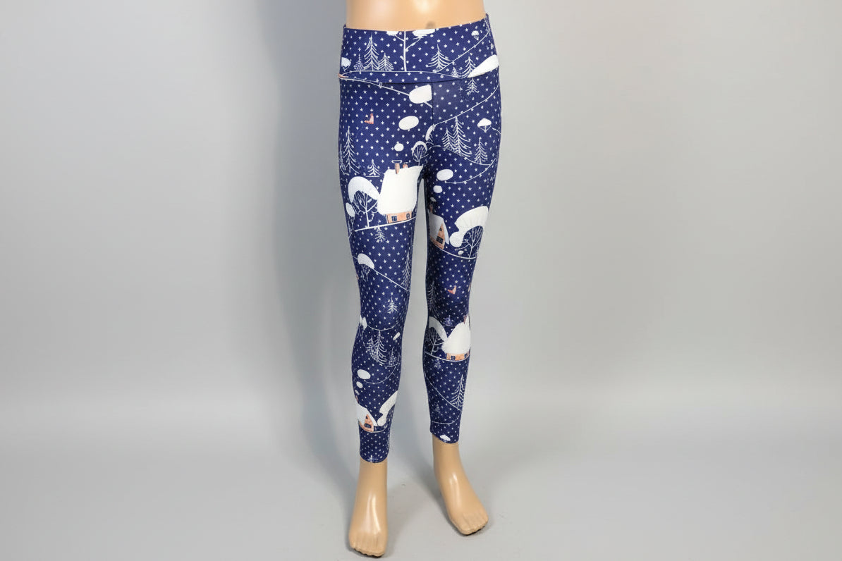 Snowy village leggings