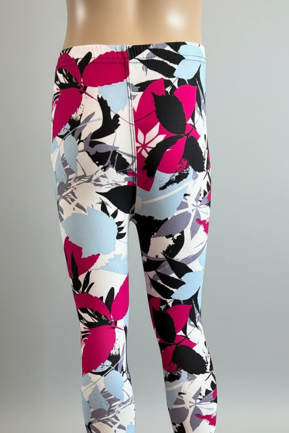 Tropical design full length stretch leggings