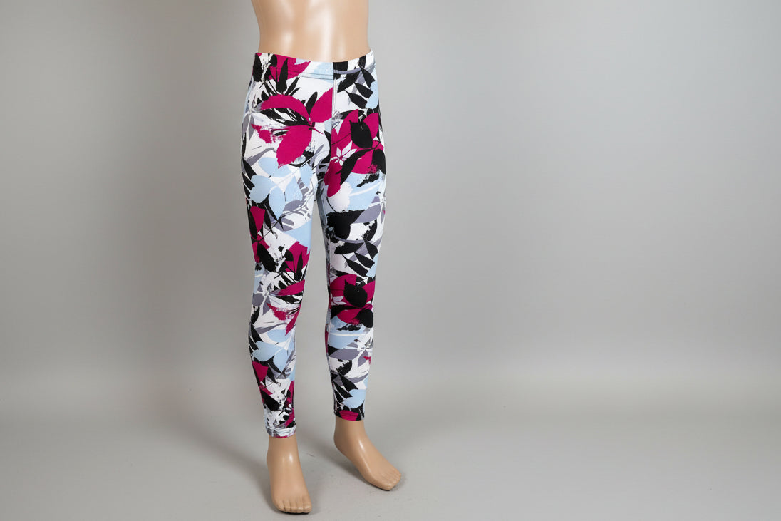 Tropical design full length stretch leggings