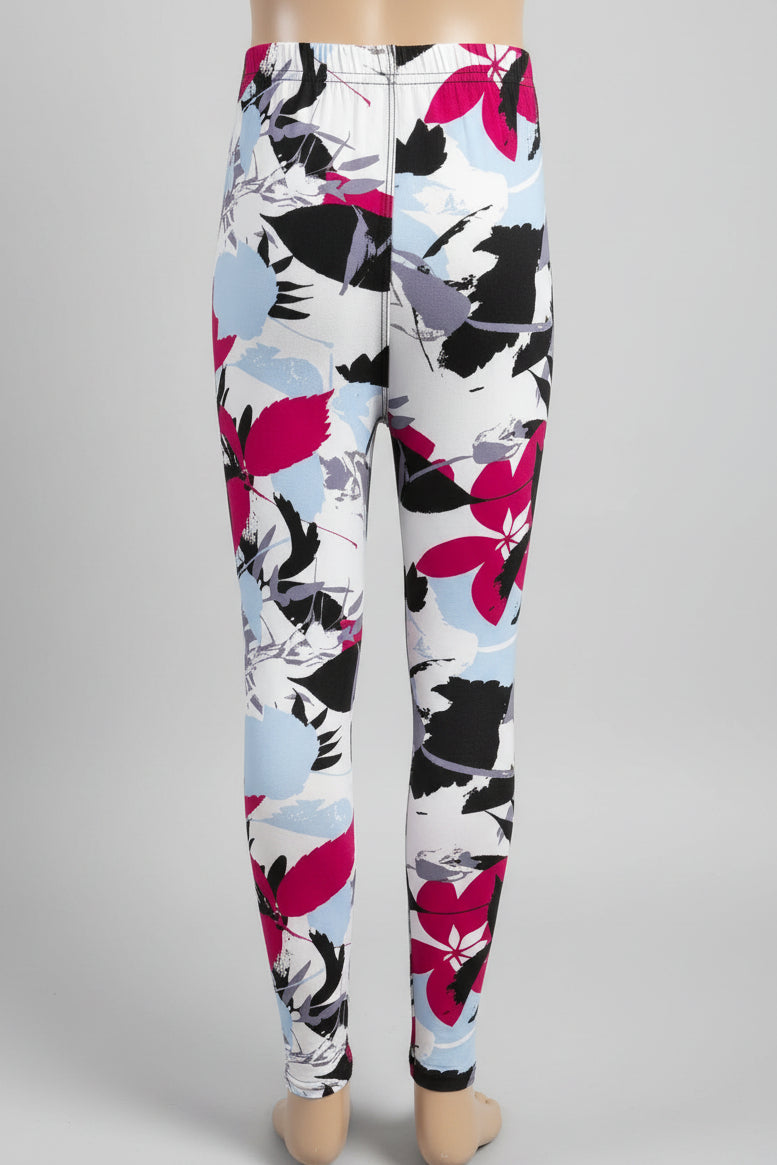 Tropical design full length stretch leggings