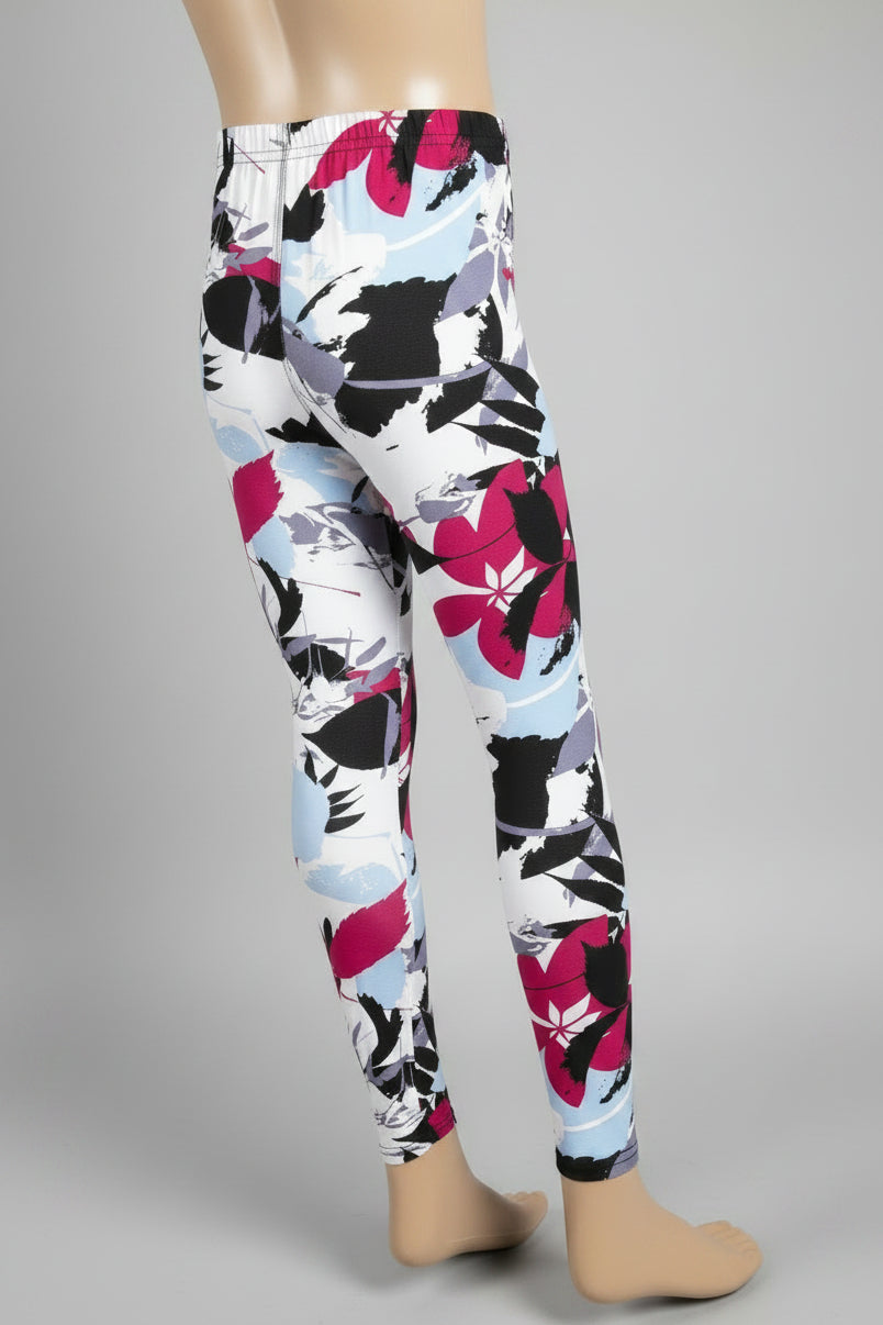 Tropical design full length stretch leggings