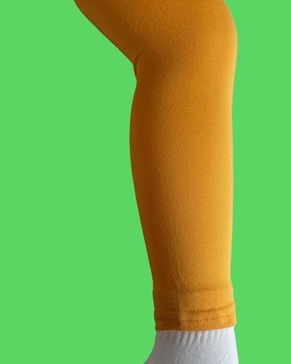 Solid yellow full length stretch leggings