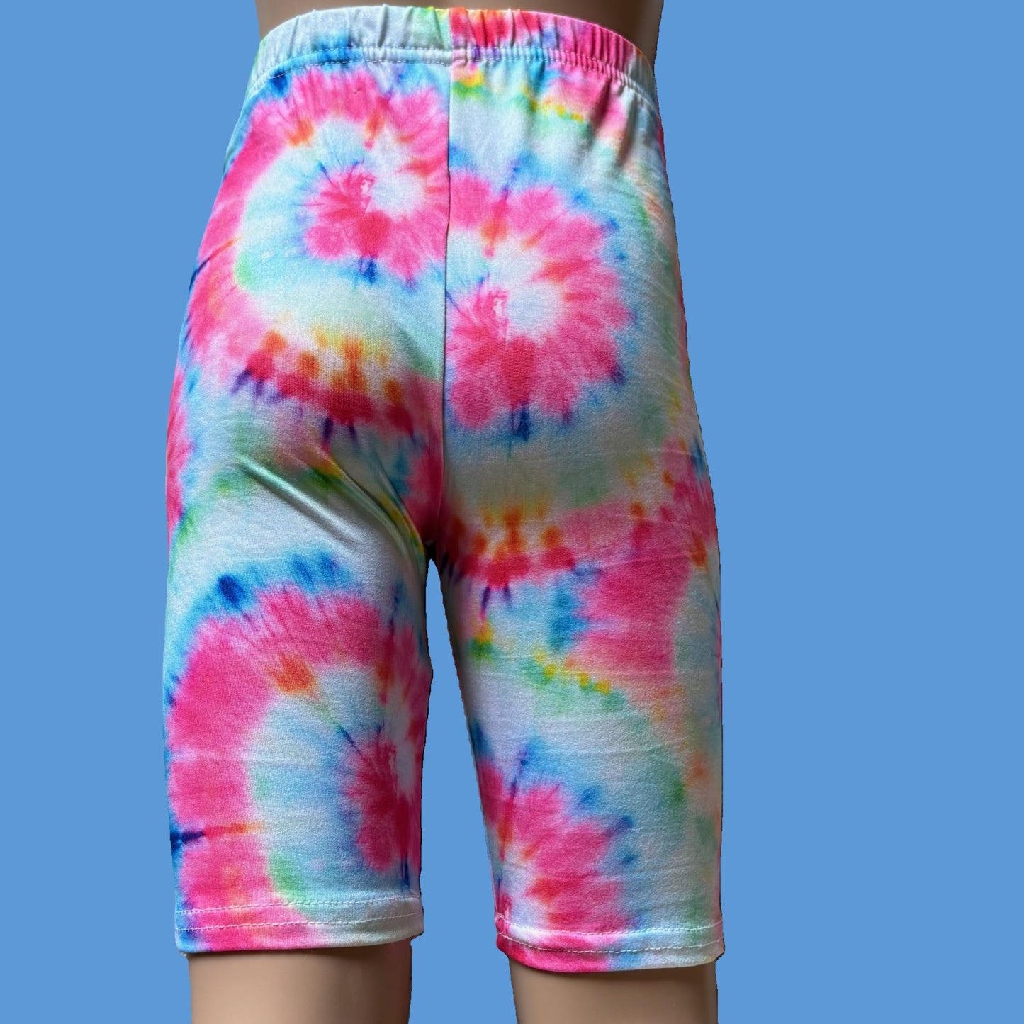 Bright tie-dye Bermuda shorts