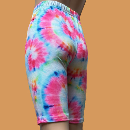 Bright tie-dye Bermuda shorts