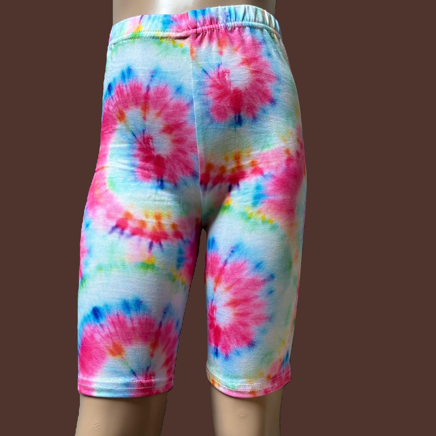 Bright tie-dye Bermuda shorts
