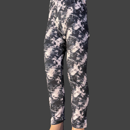 Monochrome diamond design full length stretch leggings