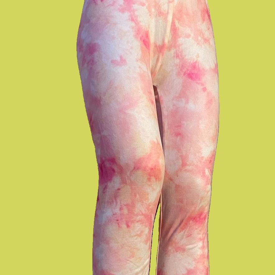 Pink marble design full length stretch leggings
