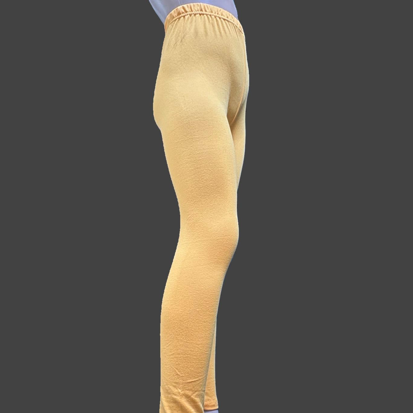 Solid yellow full length stretch leggings