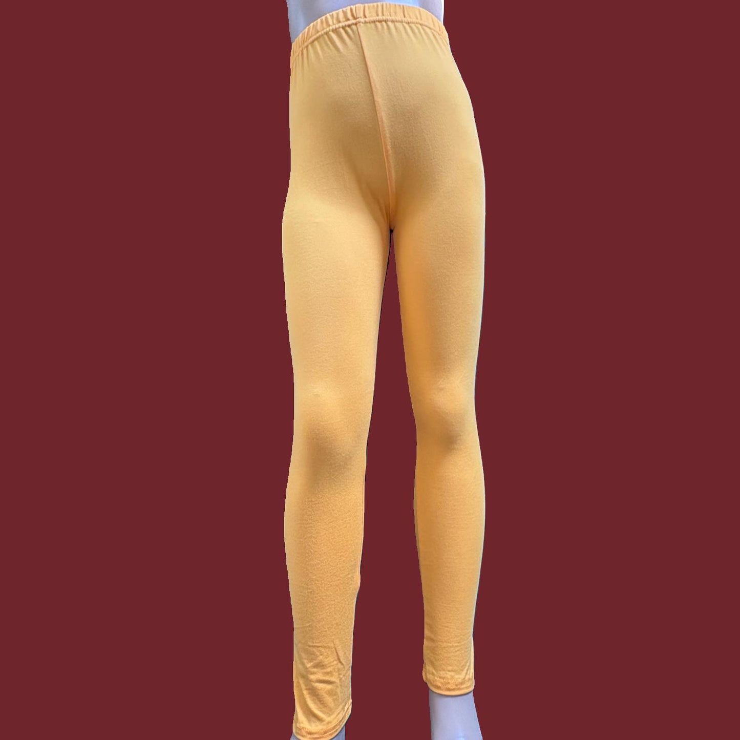 Solid yellow full length stretch leggings